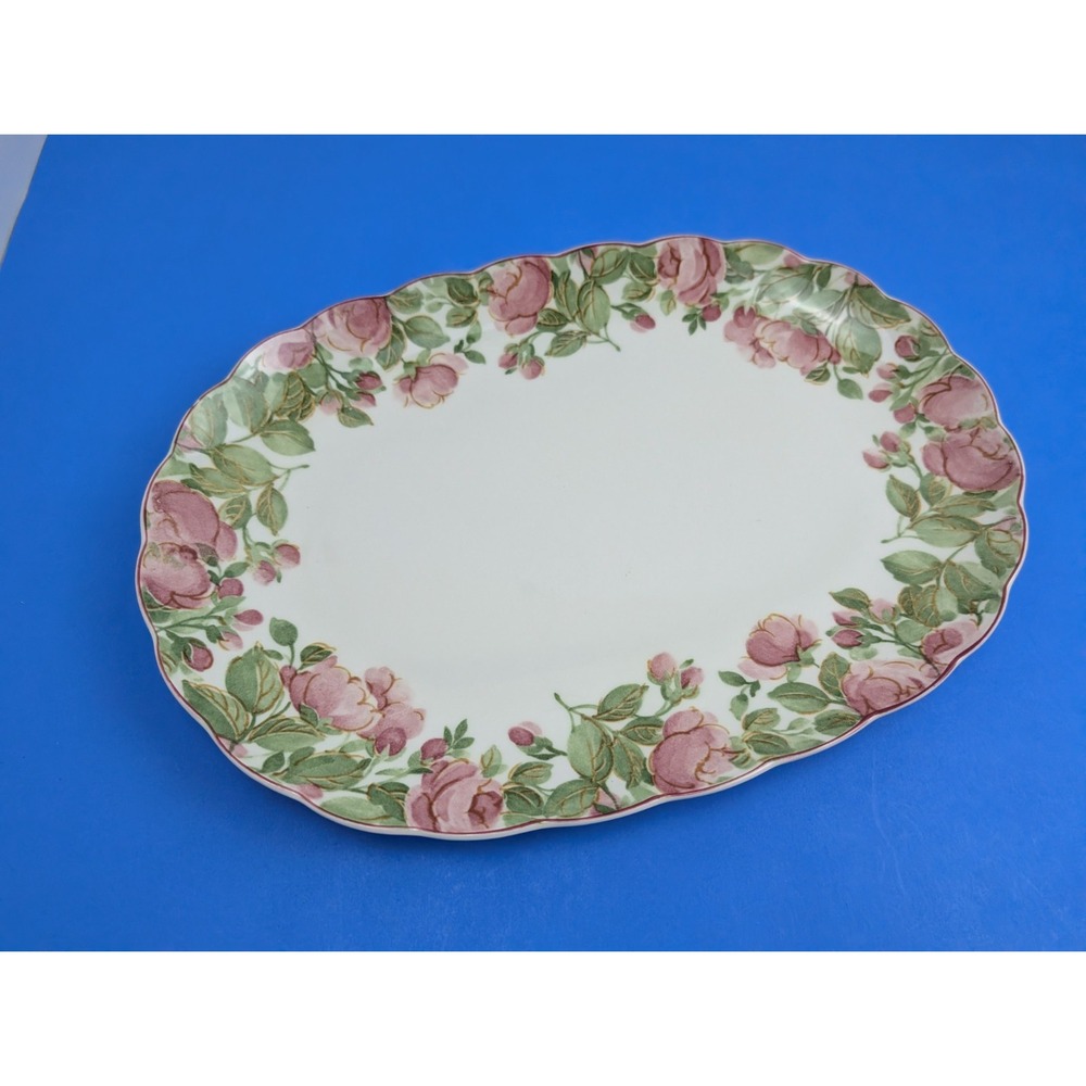 Nikko Fine Tableware "Precious" Pink Japan Porcelain 13" Oval Serving Platter